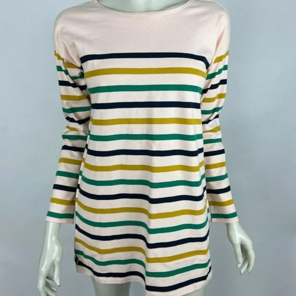 J Crew Striped‎ Boatneck Cotton Tunic Long Sleeve Stretch Pullover Women S NWT